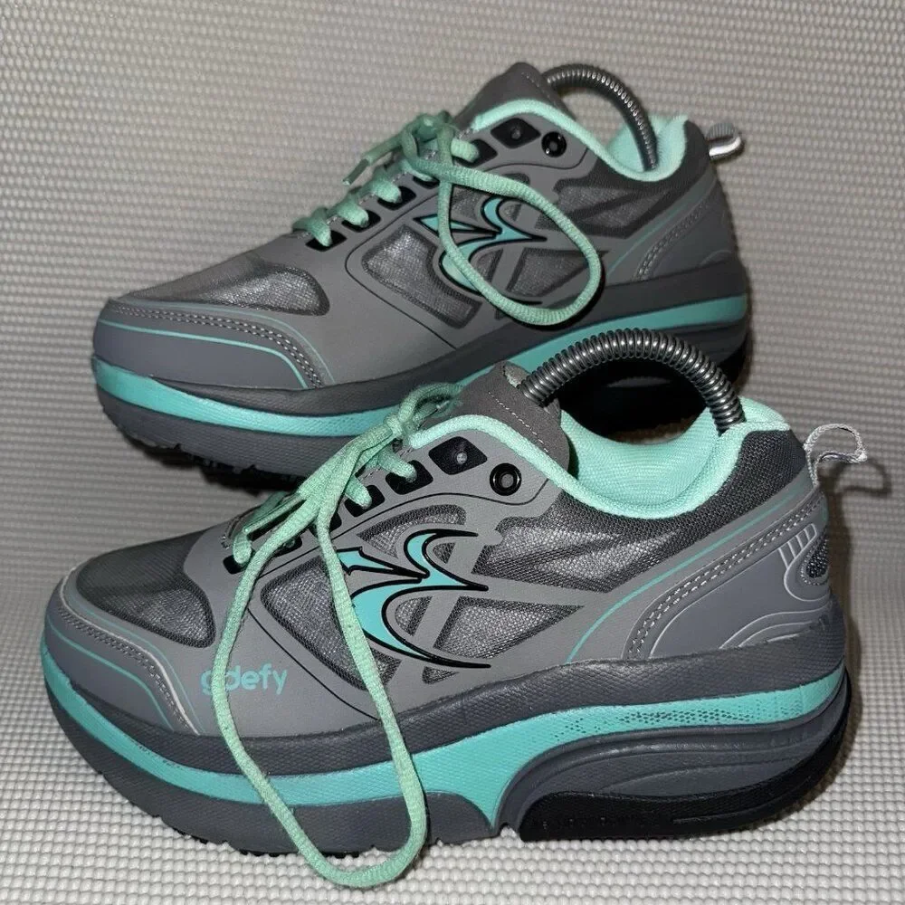 Gravity Defyer G-Defy Ion Gray/Teal Athletic Waking Comfort Sneakers Womens Sz 8